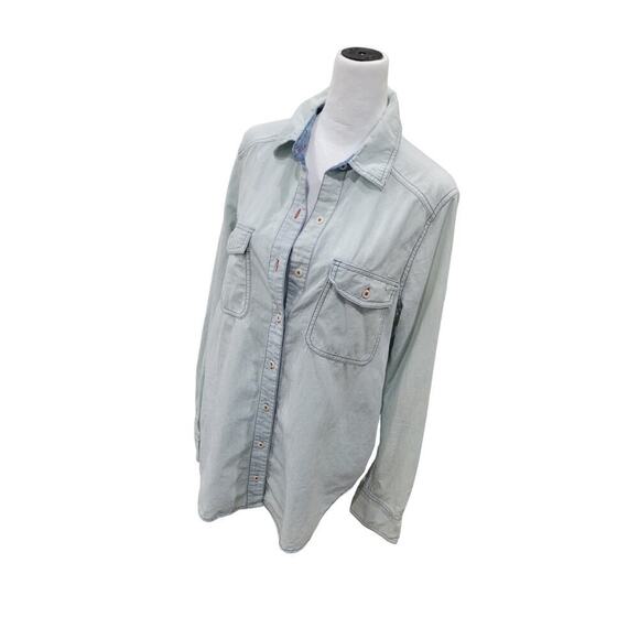 Free People Bandana Bandit Button Long Sleeve Shirt Button Up Denim Size Small - Picture 3 of 11